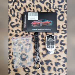 Black and Silver Keychain with Car Key Fob Cover